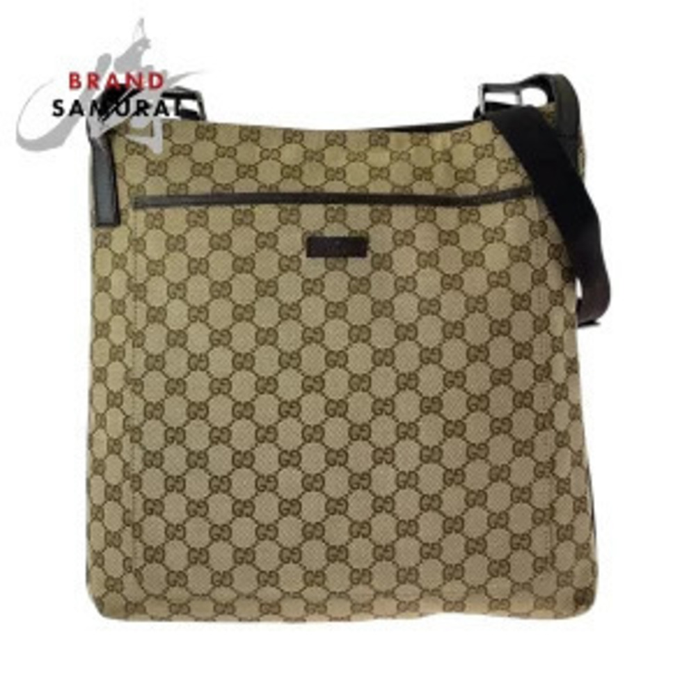 Gucci beige brown GG canvas leather shoulder bag messenger